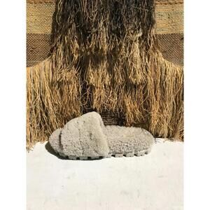 UGG Cozetta Curly Indoor Outdoor Ash Sheepskin  Slippers US Women 8